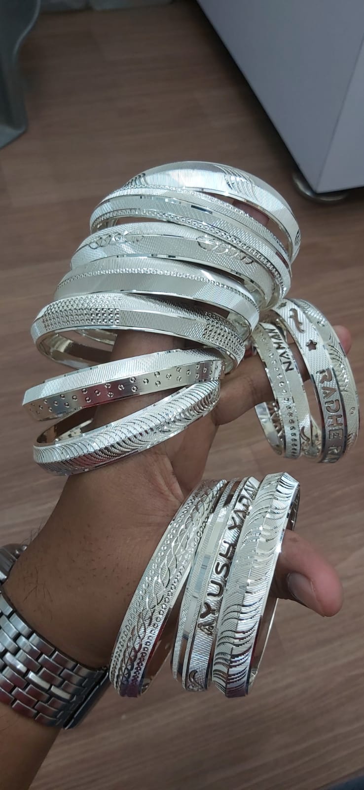 CNC Kada Sterling Silver Punjabi kada with Name - Chandi Sikh Bangle