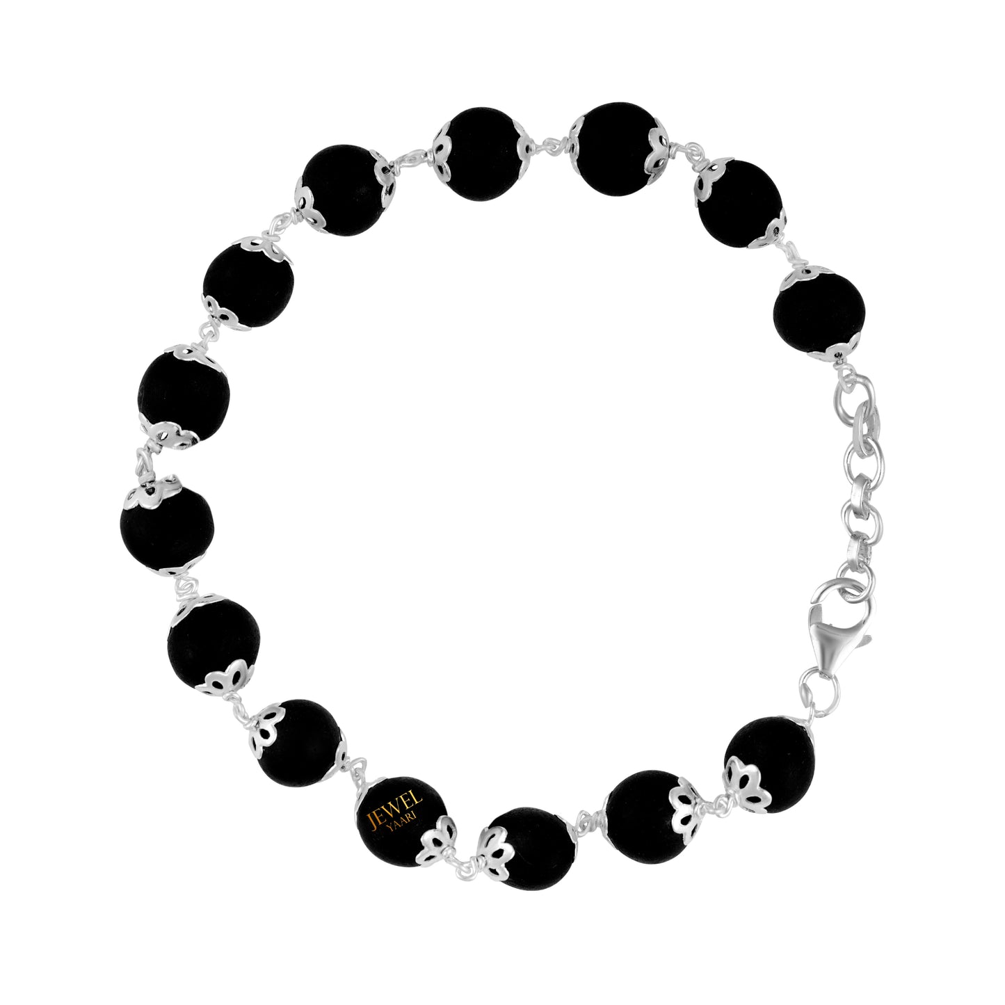 JEWELYAARI Men's and women's 925 silver karungali bracelet with cap 5.5 mm Black Ebony Wood Karungali Kattai Natural Beads
