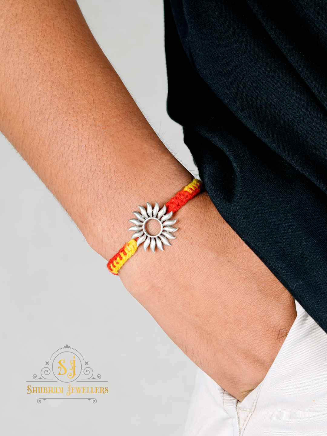 Sun Silver Rakhi | 925 Sterling Silver Rakhi for brother, Rakhi For Men, Rakhi For Kids( Surya Sun Silver Rakhi )