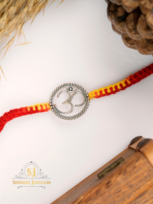 925  Om Silver Rakhi | Sterling Silver Rakhi for brother, Rakhi For Men, Rakhi For Kids( Big)