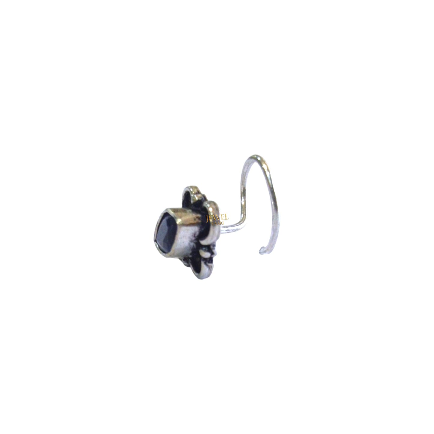 SJ SHUBHAM JEWELLERS™ 925 sterling Silver handmade Antique oxidized nose pin for women (P)