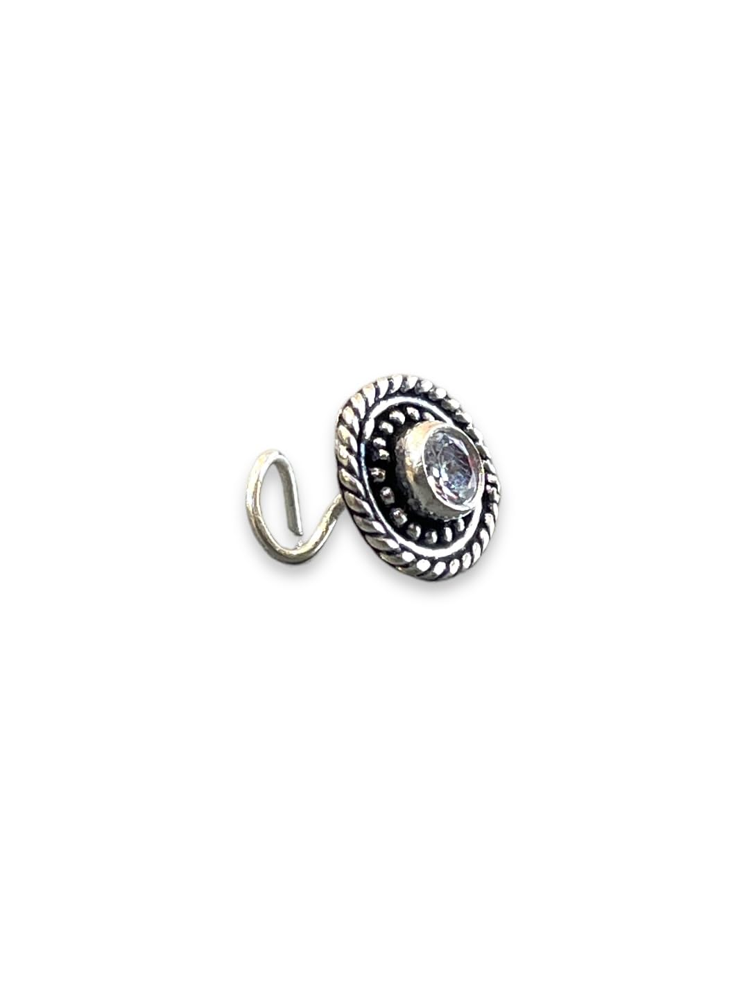 SJ SHUBHAM JEWELLERS™ 925 sterling Silver handmade Antique oxidized nose pin for women (P)