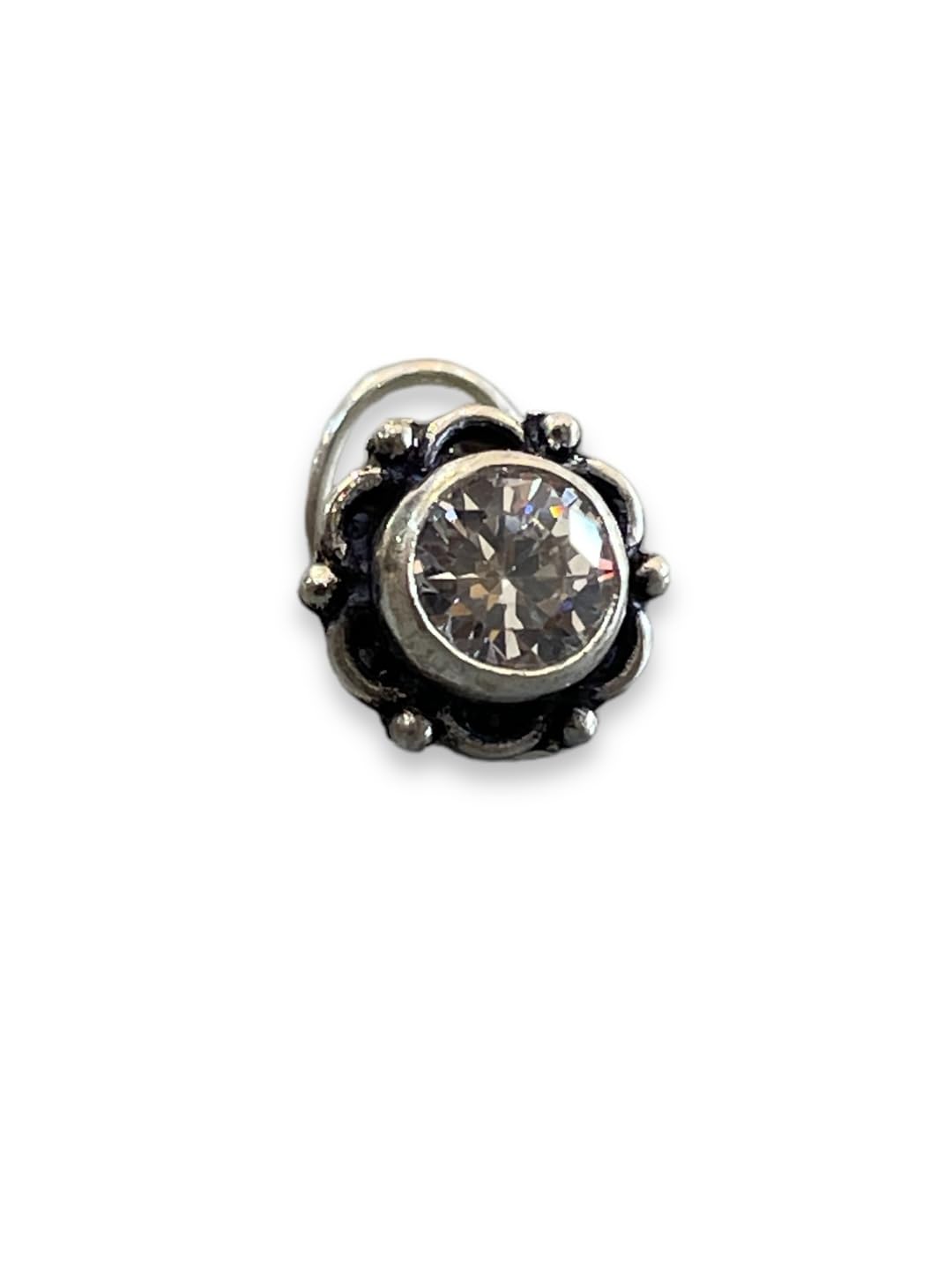 SJ SHUBHAM JEWELLERS™ 925 sterling Silver handmade Antique oxidized nose pin for women (P)