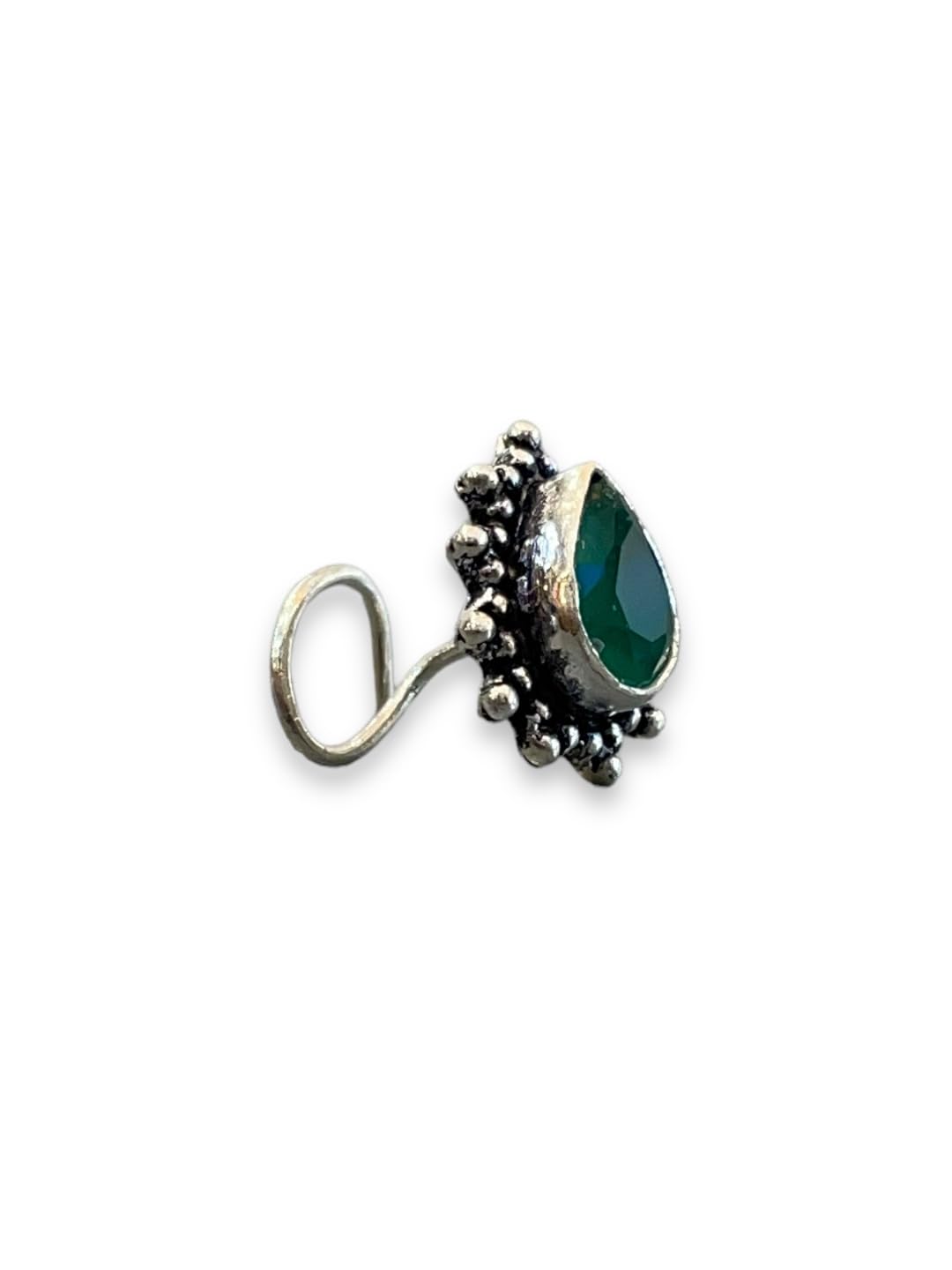 SJ SHUBHAM JEWELLERS™ 925 sterling Silver handmade Antique oxidized nose pin for women (P)