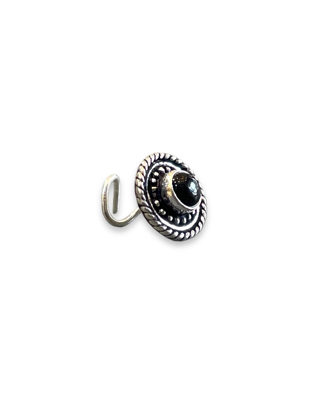 SJ SHUBHAM JEWELLERS™ 925 sterling Silver handmade Antique oxidized nose pin for women (P)
