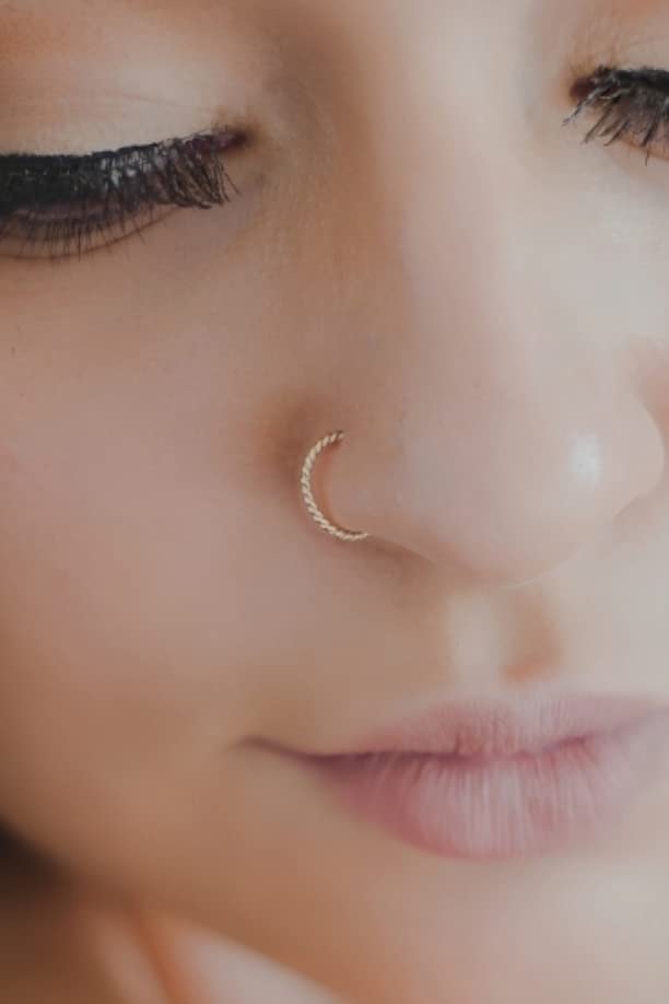 SJ SHUBHAM JEWELLERS™ Tiny Hoop and Septum Nose Ring One Piece/Combo/Gold 18K 750/925 Sterling Silver Simple & Beautiful Nose Pin For Women & Girls