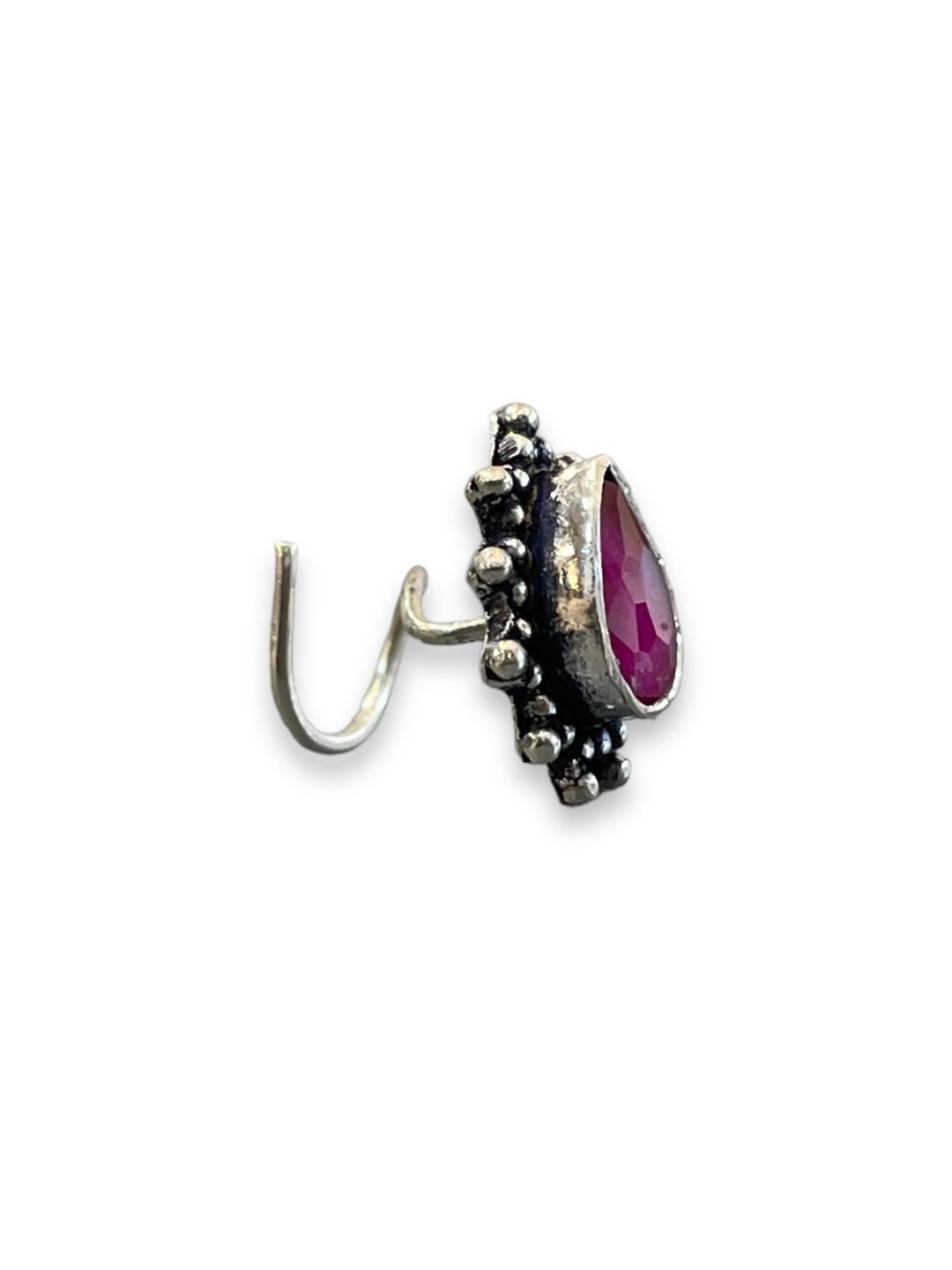 SJ SHUBHAM JEWELLERS™ 925 sterling Silver handmade Antique oxidized nose pin for women (P)