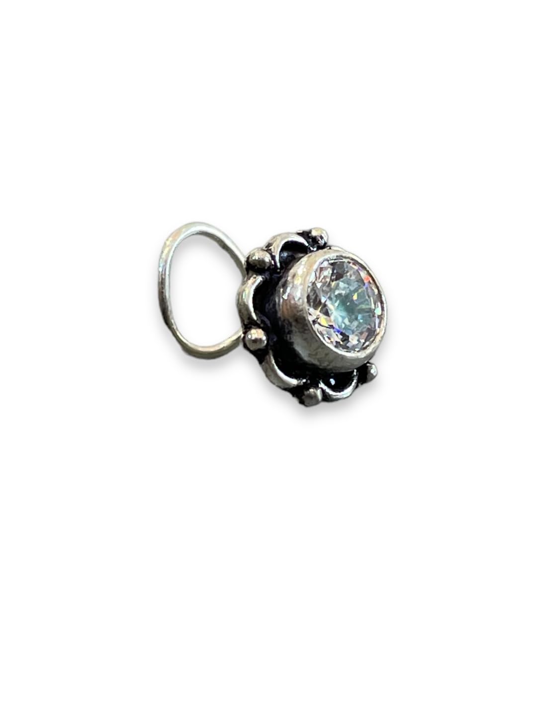 SJ SHUBHAM JEWELLERS™ 925 sterling Silver handmade Antique oxidized nose pin for women (P)