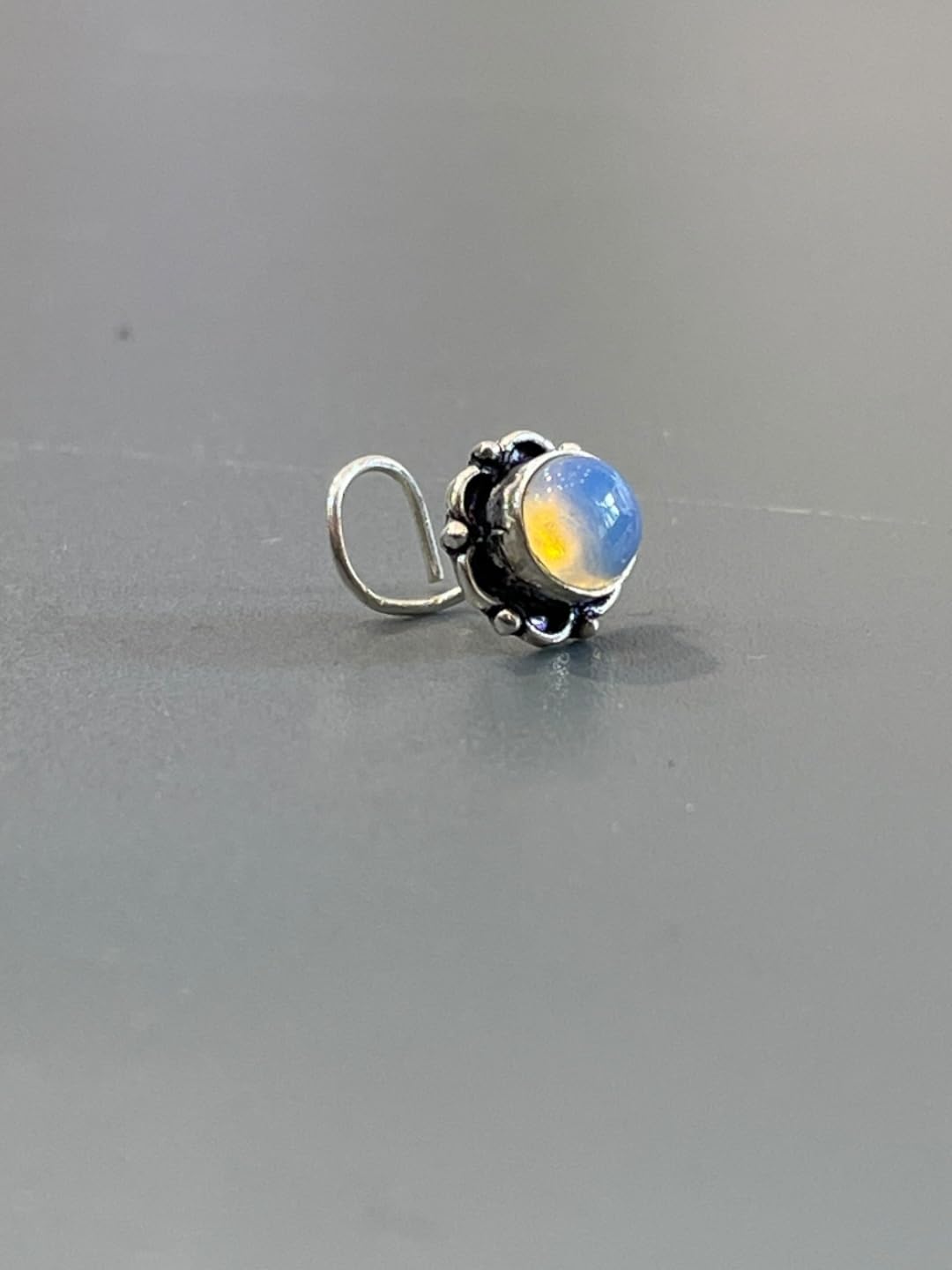 SJ SHUBHAM JEWELLERS™ 925 sterling Silver handmade Antique oxidized nose pin for women (P)