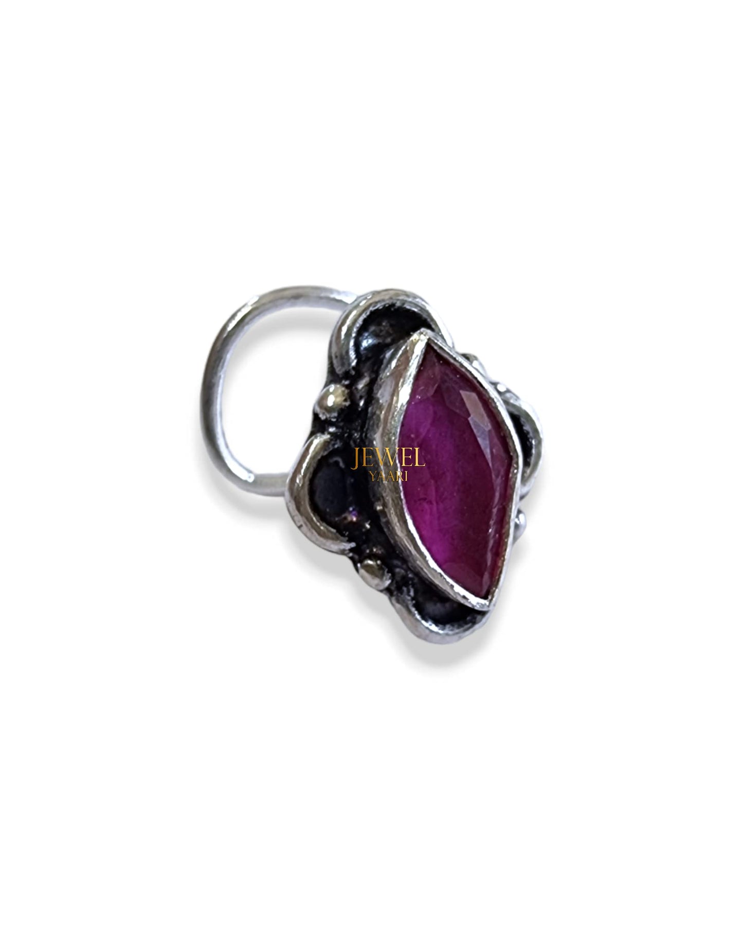 SJ SHUBHAM JEWELLERS™ 925 sterling Silver handmade Antique oxidized nose pin for women (P)