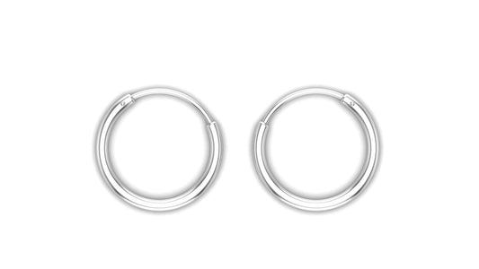 Shubham Jewellers Rehti Small Size Plain Bali Silver Hoops Earrings in Pure 92.5 Sterling Silver for Kids/Girls/Women