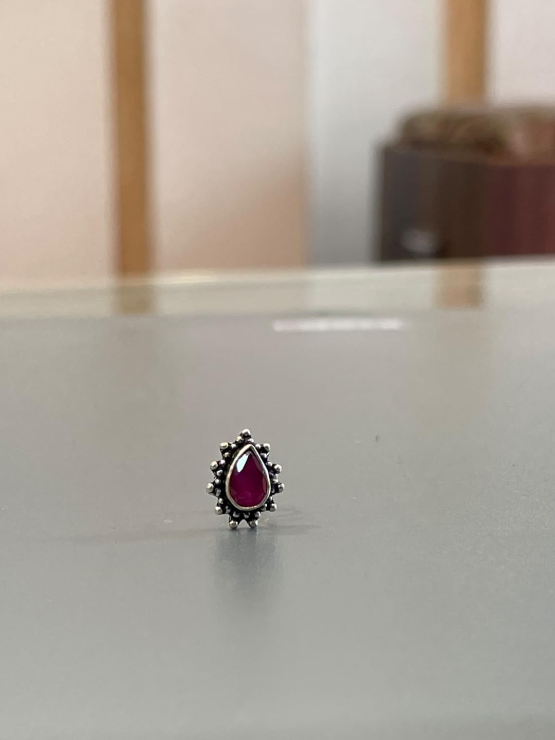 SJ SHUBHAM JEWELLERS™ 925 sterling Silver handmade Antique oxidized nose pin for women (P)