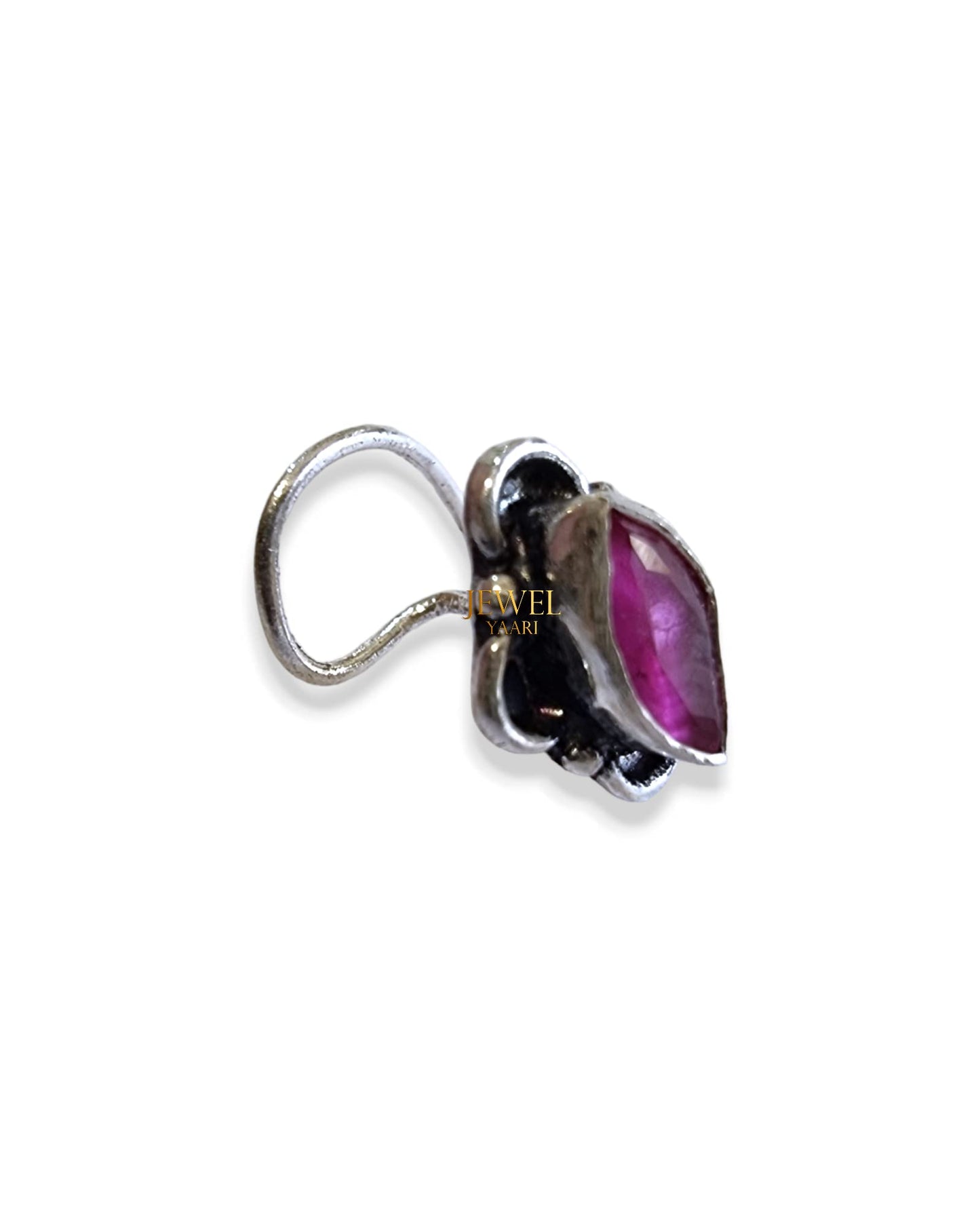 SJ SHUBHAM JEWELLERS™ 925 sterling Silver handmade Antique oxidized nose pin for women (P)