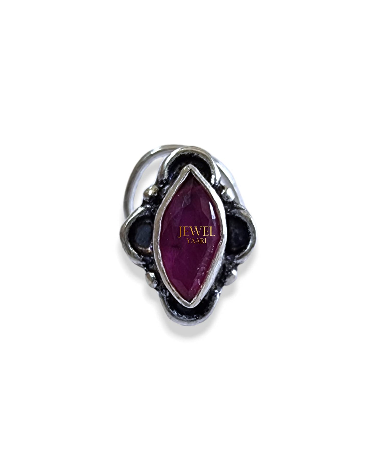 SJ SHUBHAM JEWELLERS™ 925 sterling Silver handmade Antique oxidized nose pin for women (P)