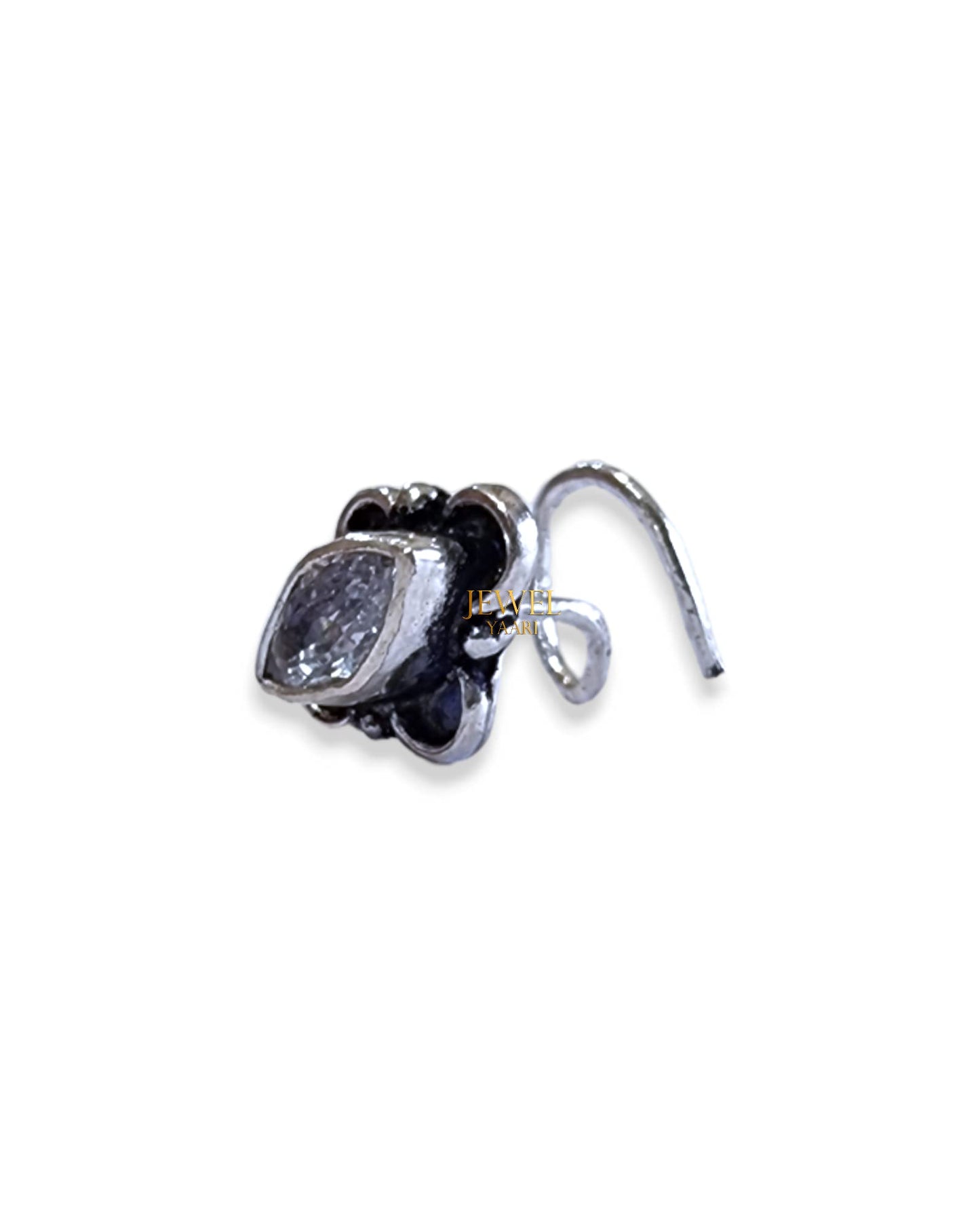 SJ SHUBHAM JEWELLERS™ 925 sterling Silver handmade Antique oxidized nose pin for women (P)