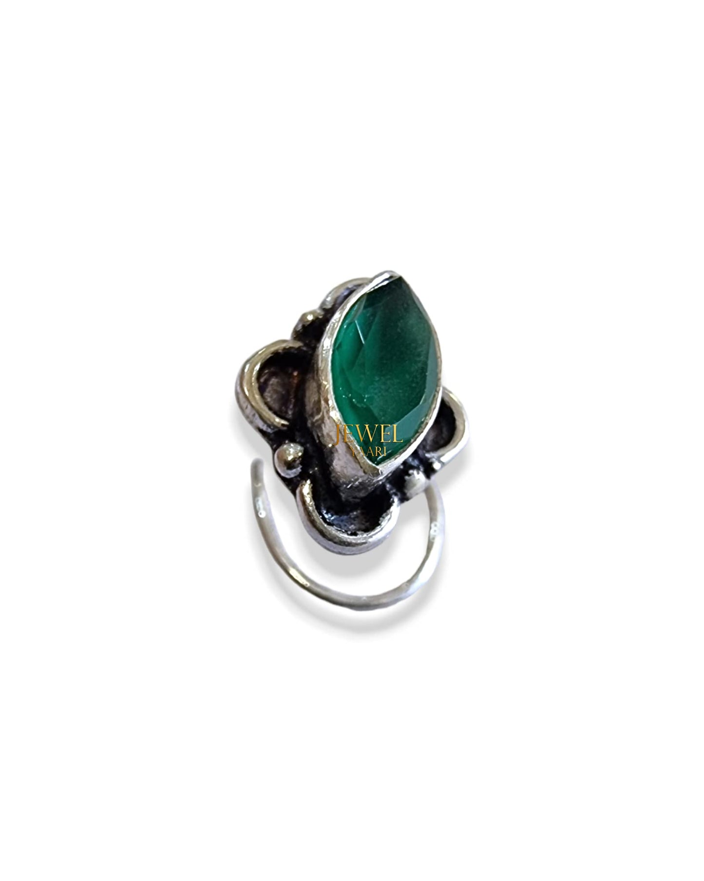 SJ SHUBHAM JEWELLERS™ 925 sterling Silver handmade Antique oxidized nose pin for women (P)