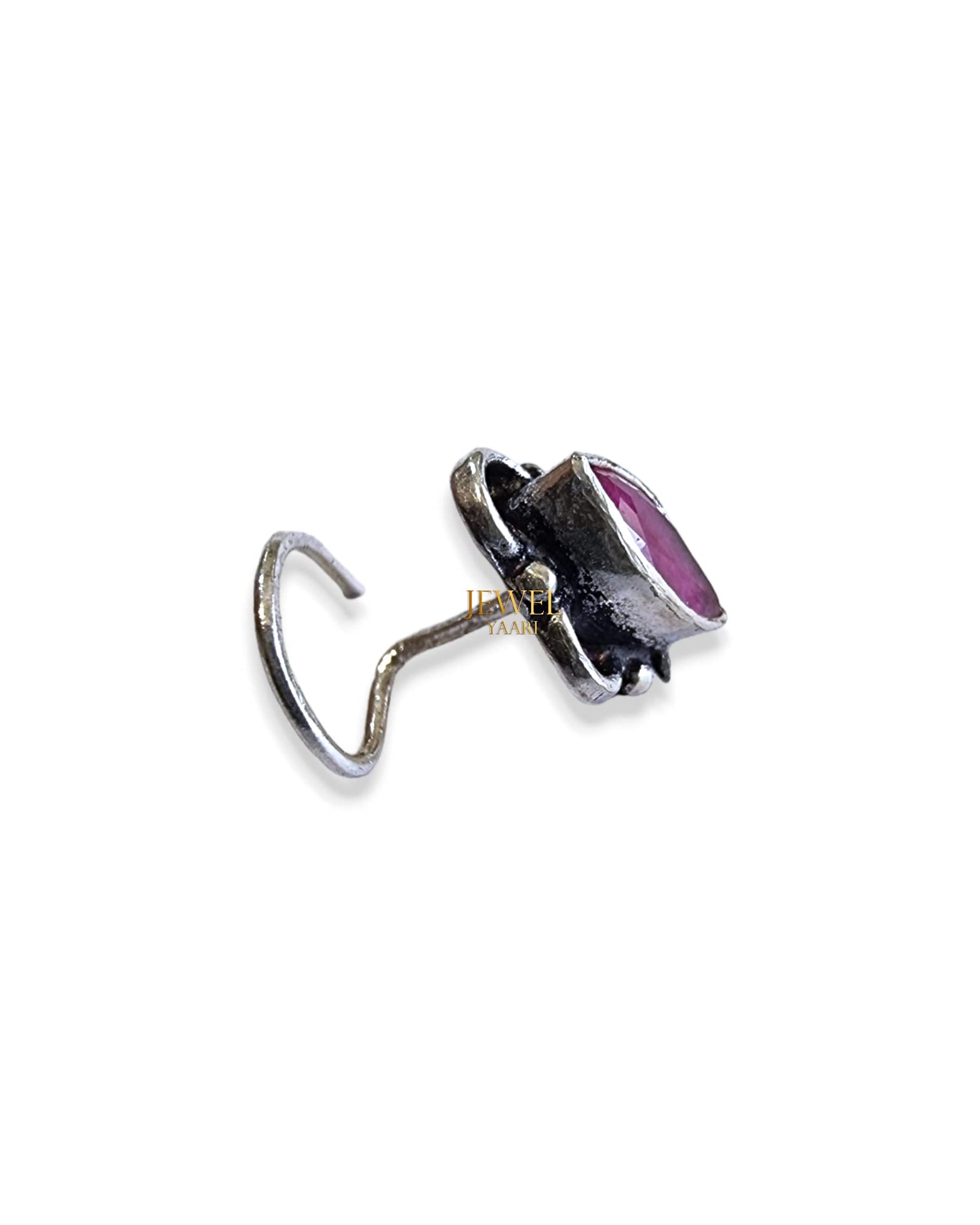 SJ SHUBHAM JEWELLERS™ 925 sterling Silver handmade Antique oxidized nose pin for women (P)