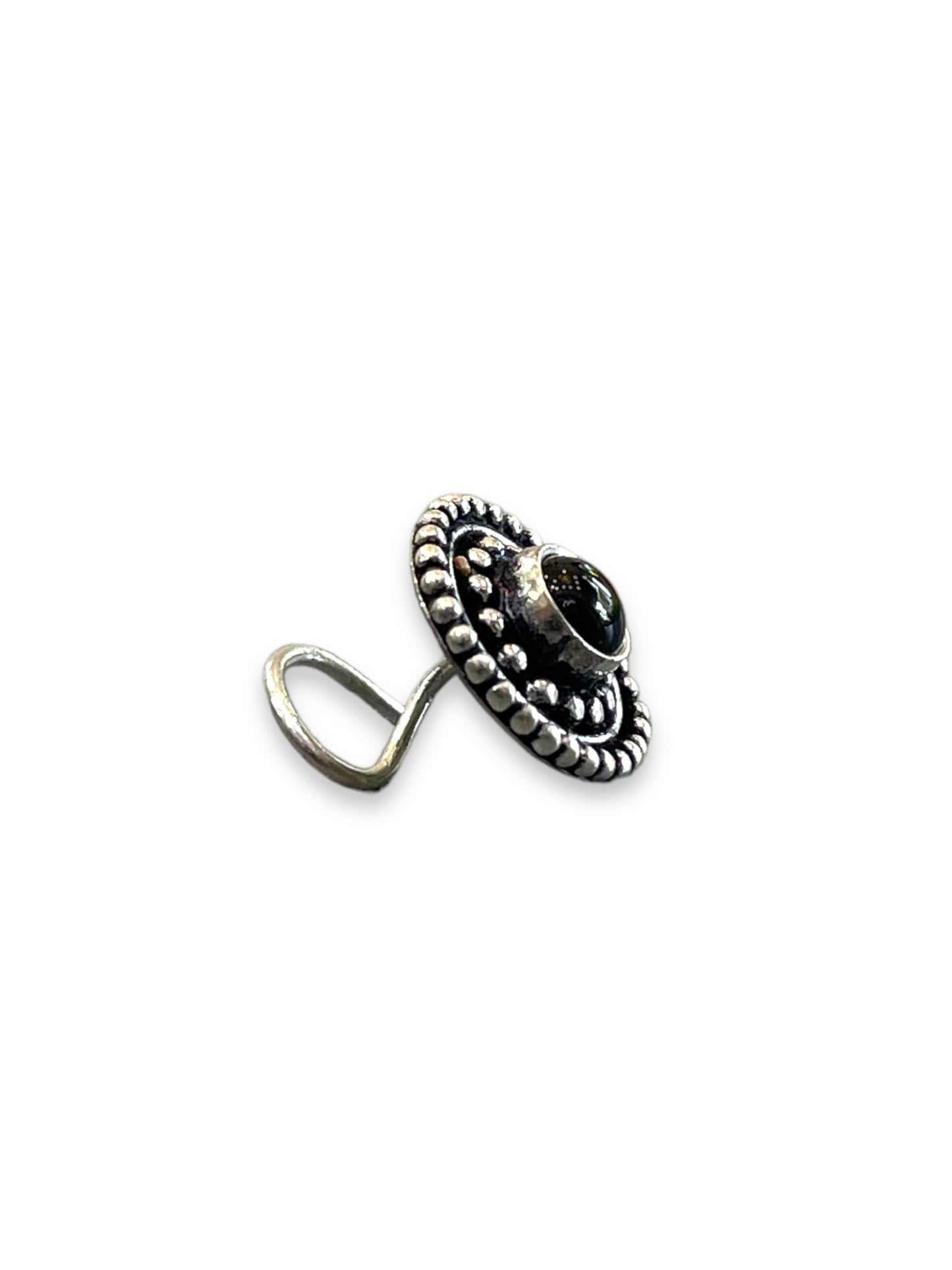 SJ SHUBHAM JEWELLERS™ 925 sterling Silver handmade Antique oxidized nose pin for women (P)