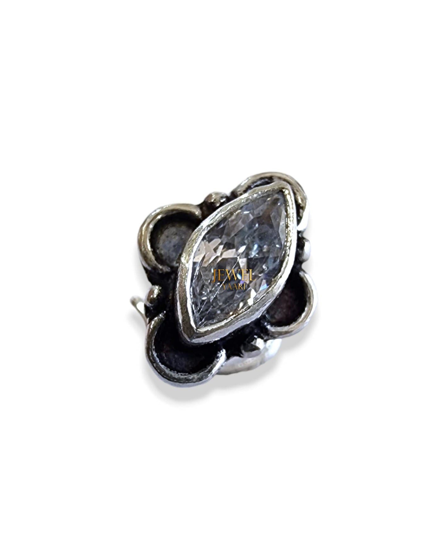 SJ SHUBHAM JEWELLERS™ 925 sterling Silver handmade Antique oxidized nose pin for women (P)