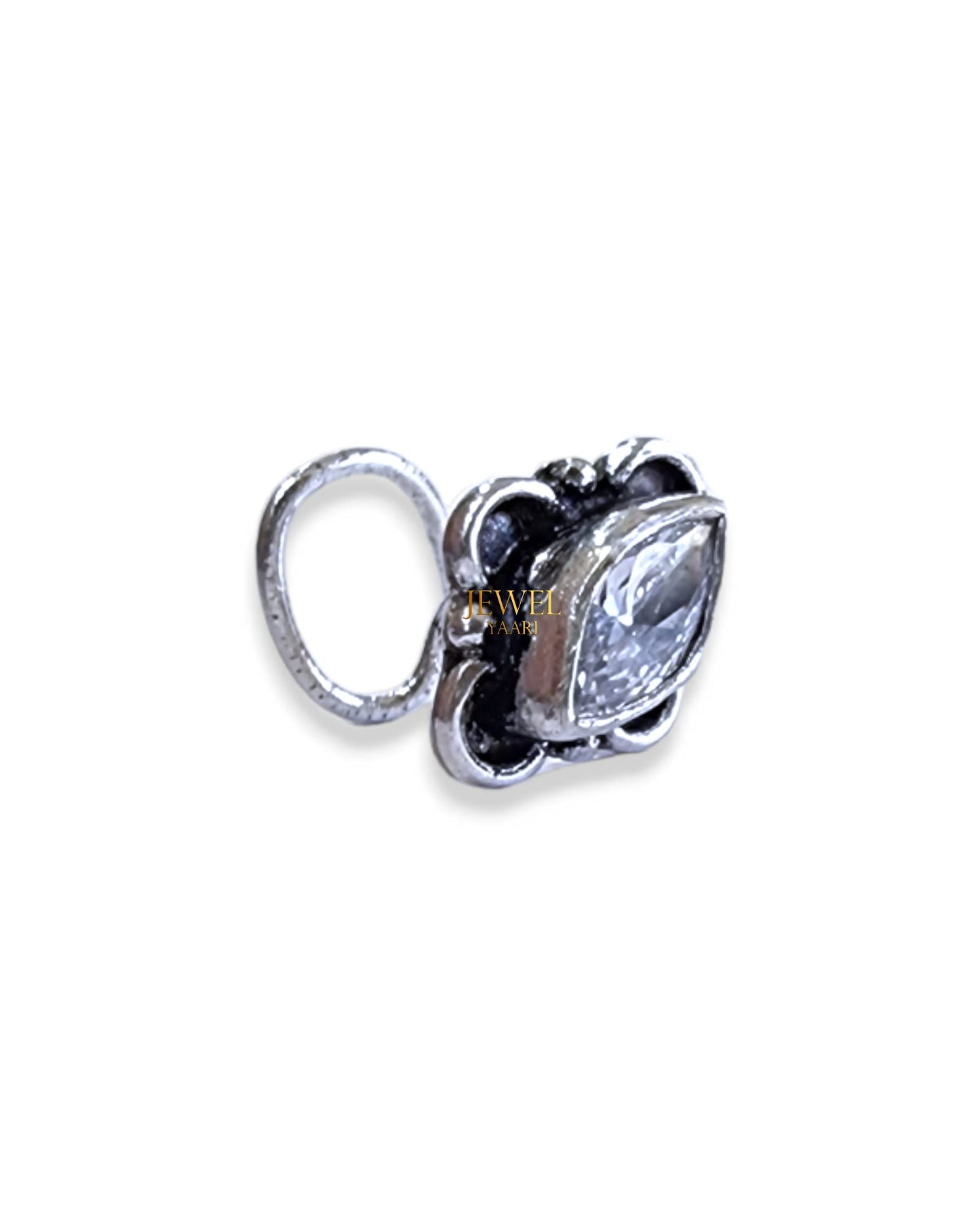 SJ SHUBHAM JEWELLERS™ 925 sterling Silver handmade Antique oxidized nose pin for women (P)