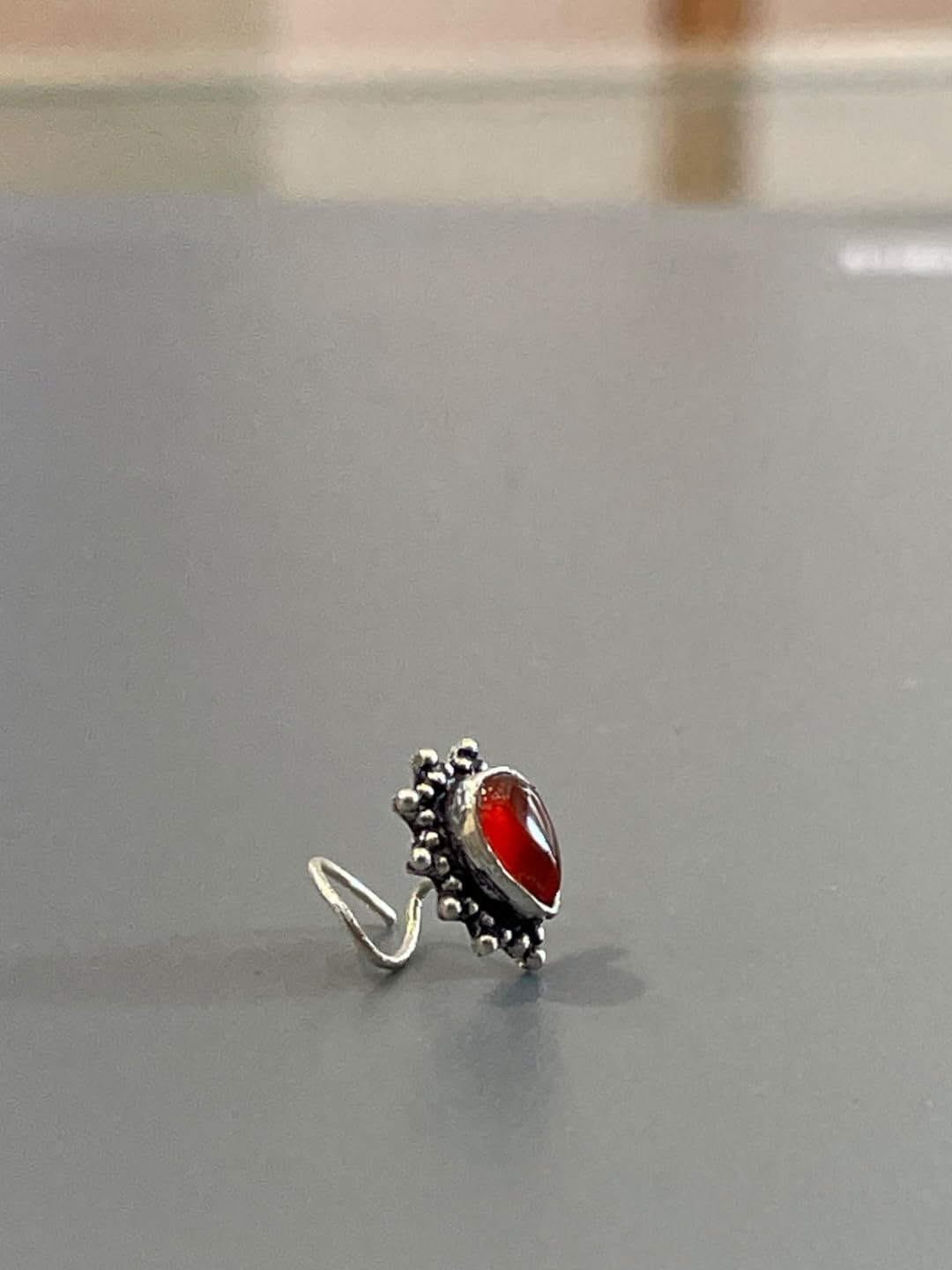 SJ SHUBHAM JEWELLERS™ 925 sterling Silver handmade Antique oxidized nose pin for women (P)