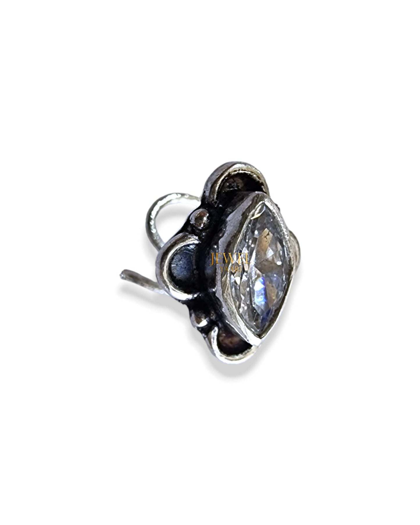 SJ SHUBHAM JEWELLERS™ 925 sterling Silver handmade Antique oxidized nose pin for women (P)