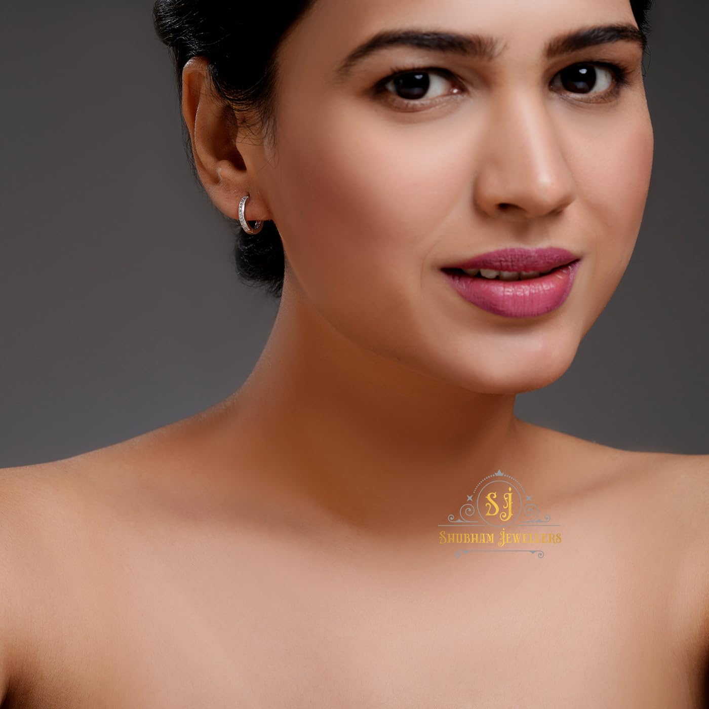 SJ SHUBHAM JEWELLERS Rehti 925 Pure Sterling Silver Hoops Bali Earrings With White American Diamond Cz for Girls, Babies or Boys