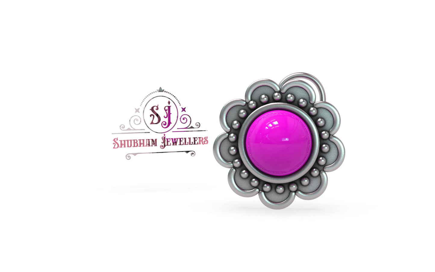 SJ SHUBHAM JEWELLERS™ 925 sterling Silver handmade Antique oxidized nose pin for women (P)