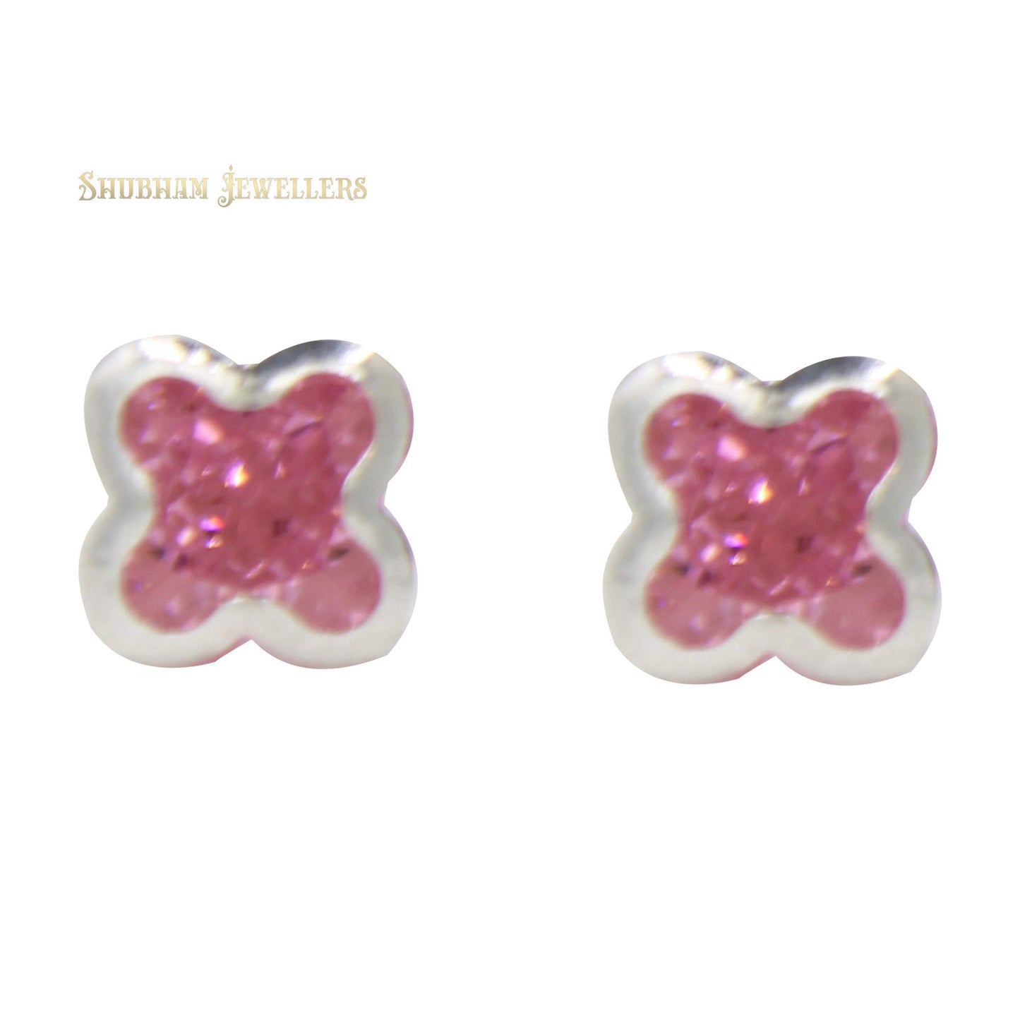 SJ SHUBHAM JEWELLERS Rehti 925-92.5 Sterling Silver Plus Cut Black Real Cubic Zirconia Fashion Stud Tops Earrings For Men,Women,Children,Boys and Girls - JewelYaari By Shubham Jewellers