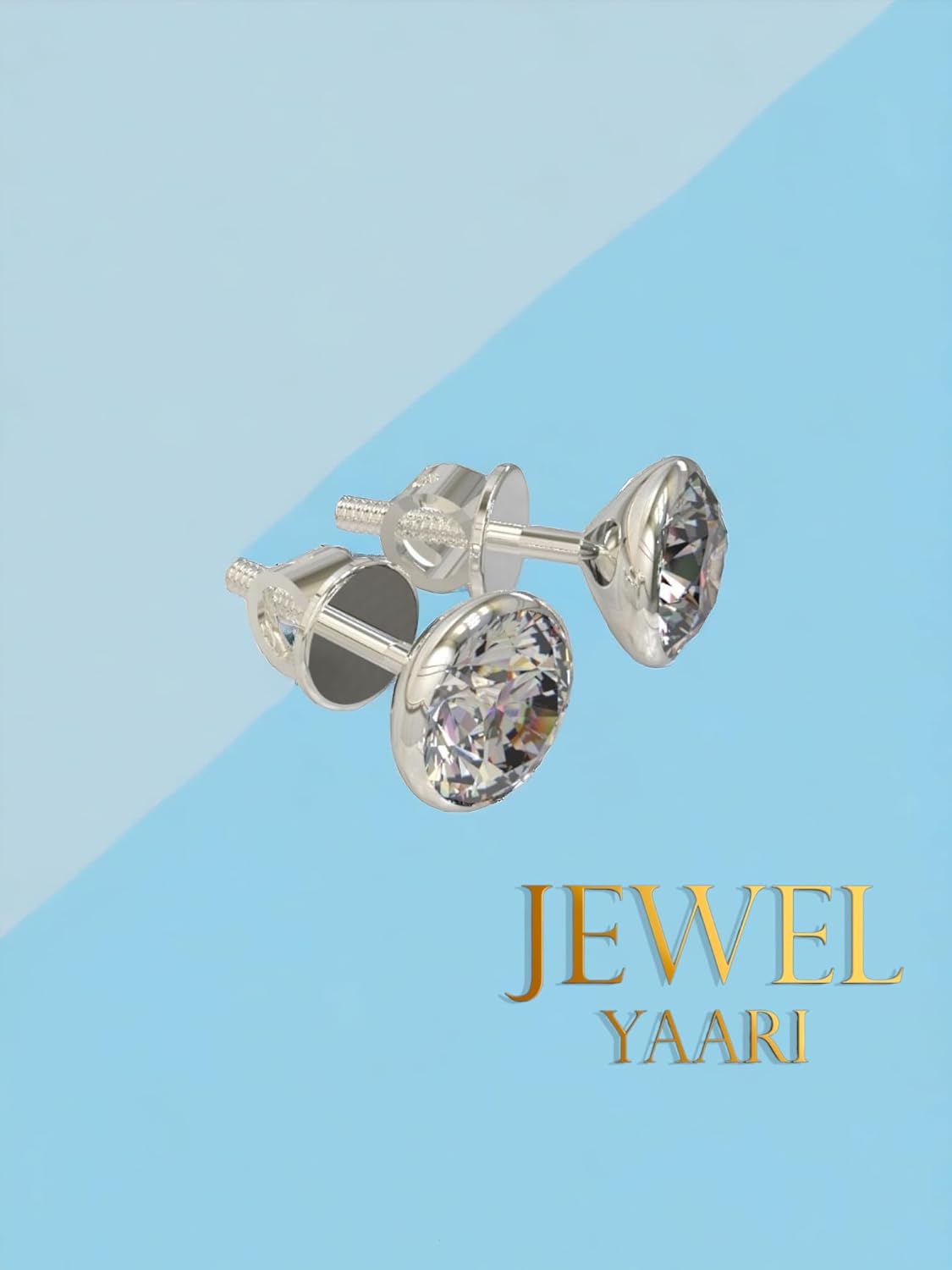 925 Sterling Silver Round-Shape Cubic Zirconia Cup-Setting Stud Earring for Women Girls