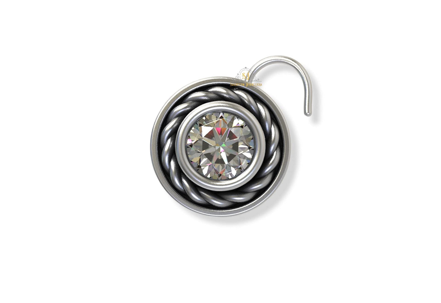 SJ SHUBHAM JEWELLERS™ 925 sterling Silver handmade Antique oxidized nose pin for women (P)