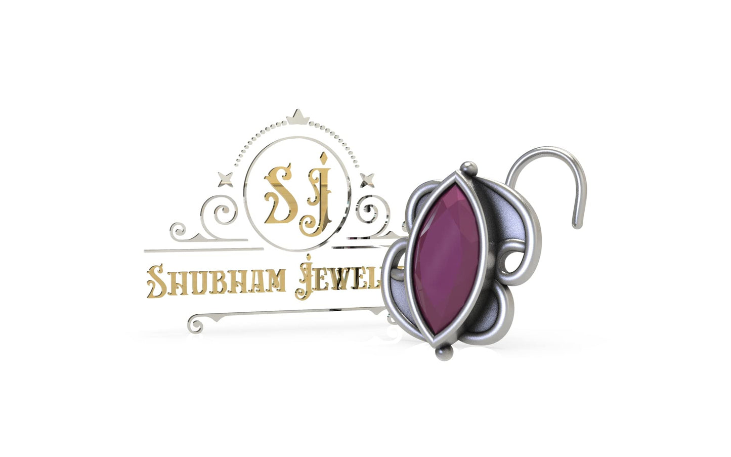 SJ SHUBHAM JEWELLERS™ 925 sterling Silver handmade Antique oxidized nose pin for women (P)