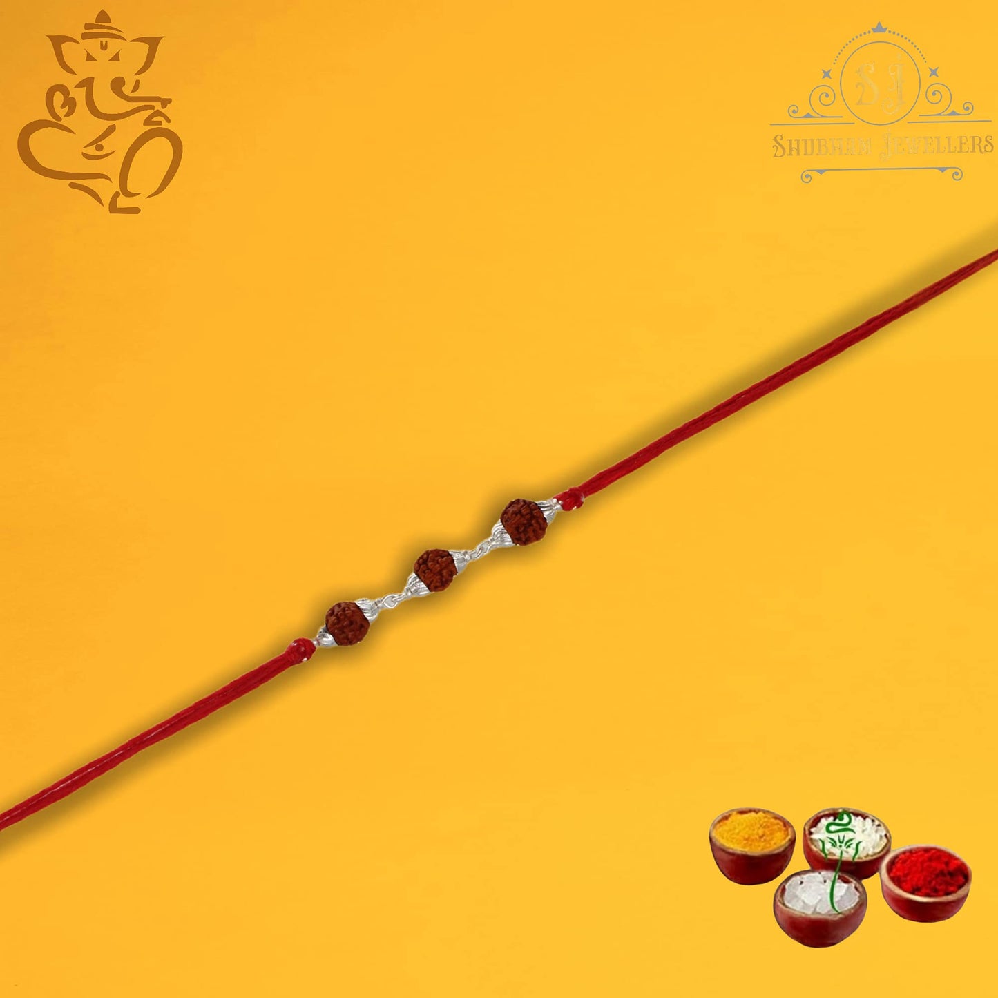 NUZZRII Pure 925 Sterling Silver Rakhi for brother Charm Bracelet Raksha Bandhan With Pure Cotton Thread For Men, Boys, Rakhis By Shubham Jewellers Rudra3Pcgtsm
