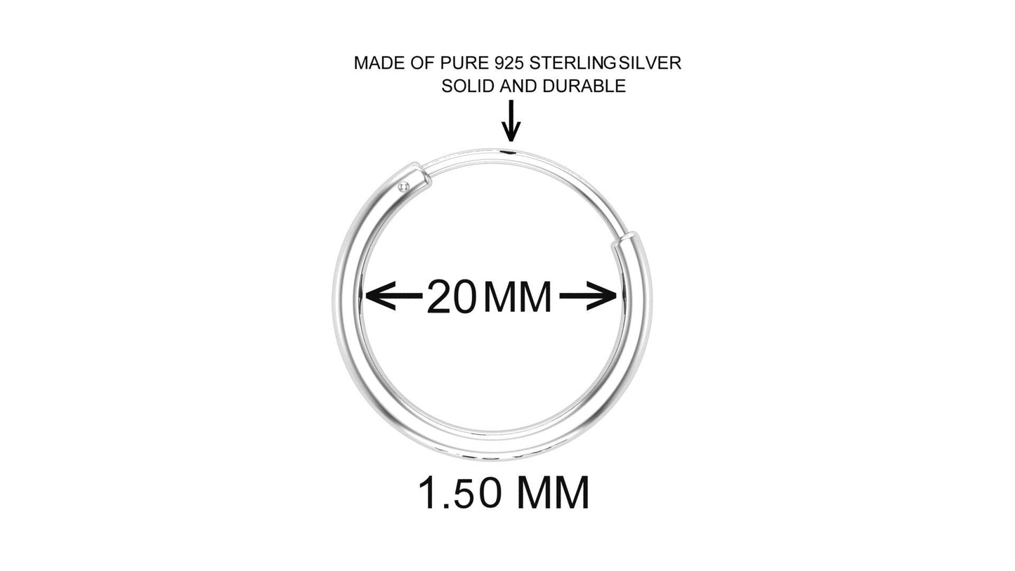 Shubham Jewellers Rehti Small Size Plain Bali Silver Hoops Earrings in Pure 92.5 Sterling Silver for Kids/Girls/Women