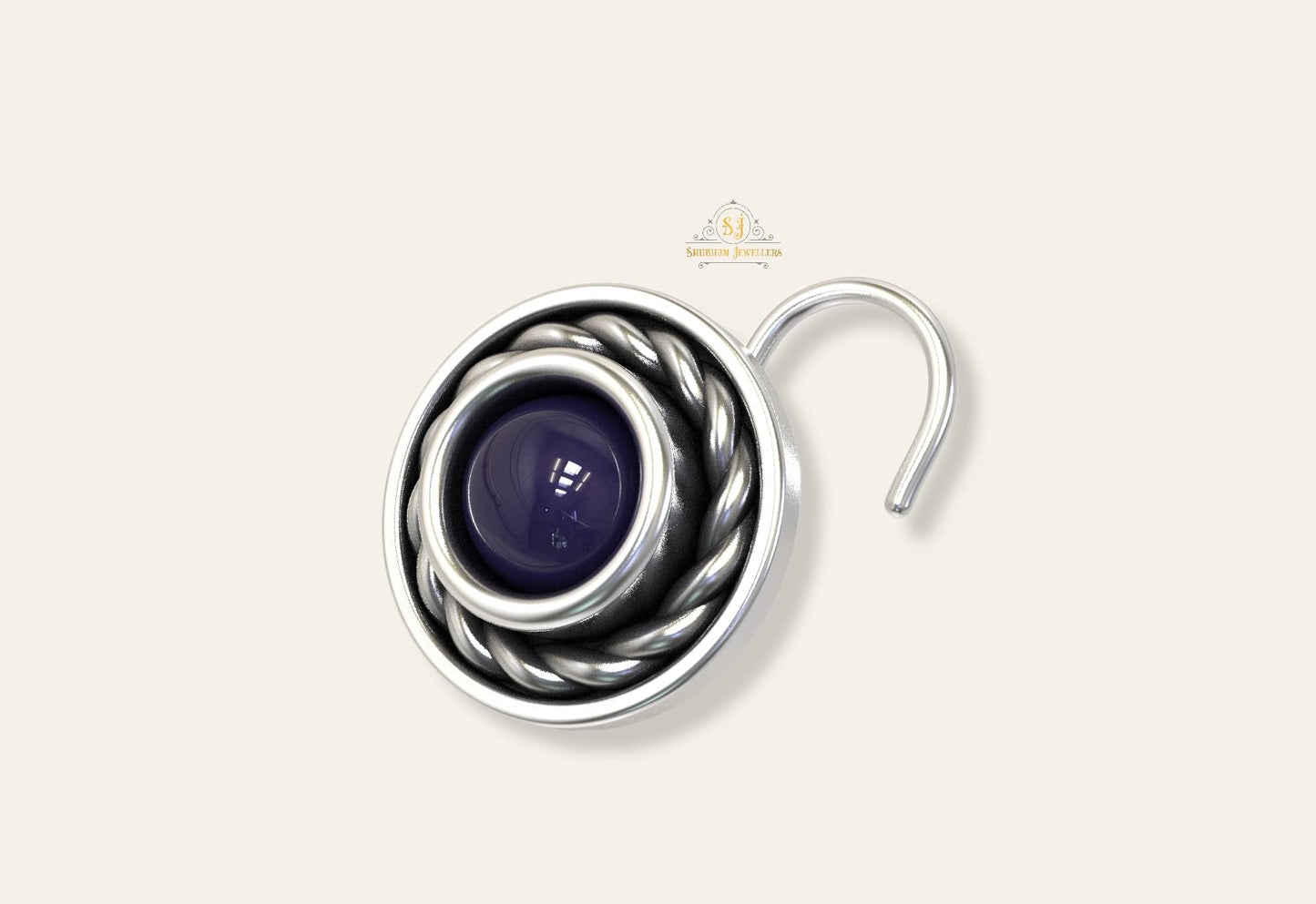 SJ SHUBHAM JEWELLERS™ 925 sterling Silver handmade Antique oxidized nose pin for women (P)