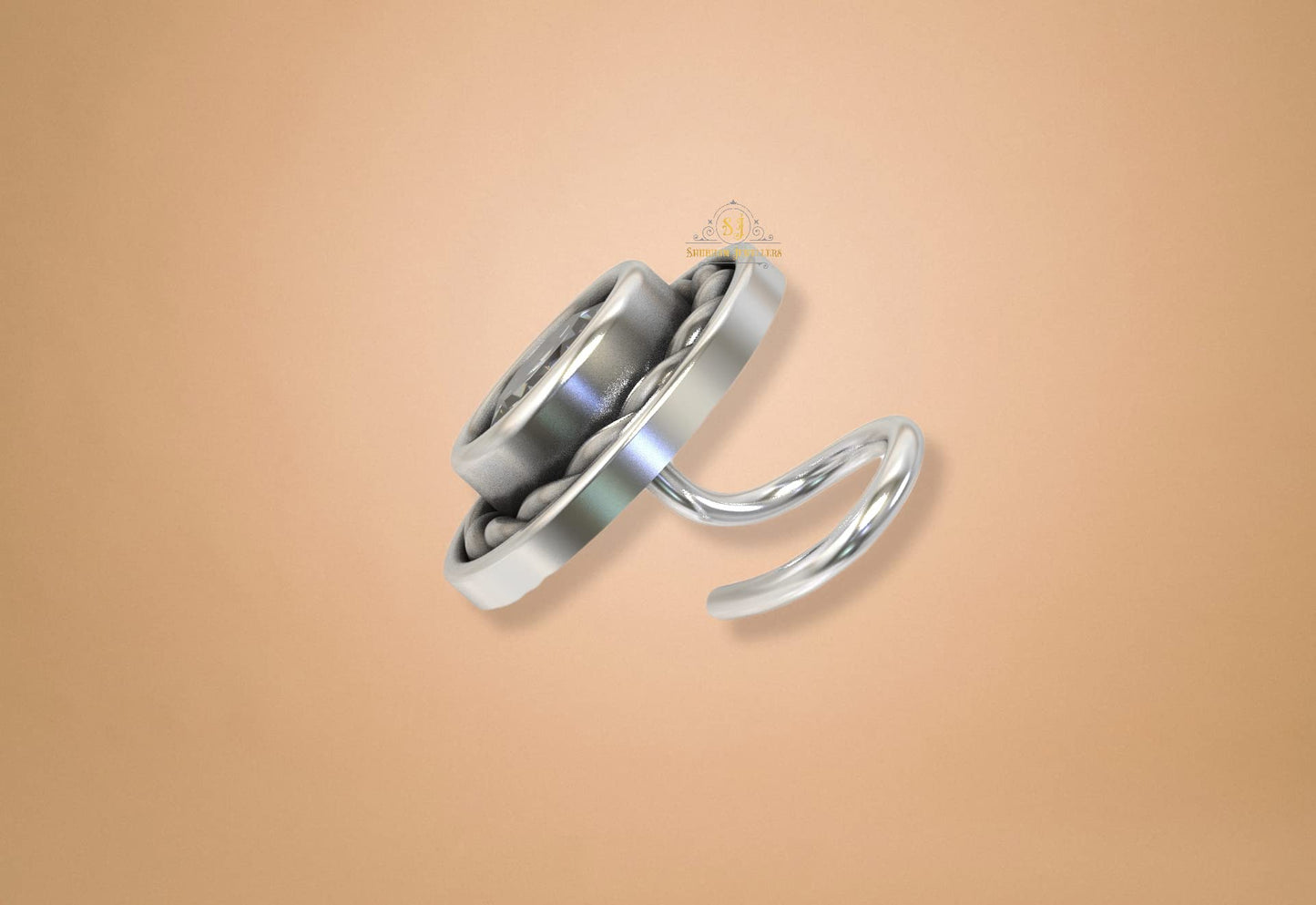 SJ SHUBHAM JEWELLERS™ 925 sterling Silver handmade Antique oxidized nose pin for women (P)