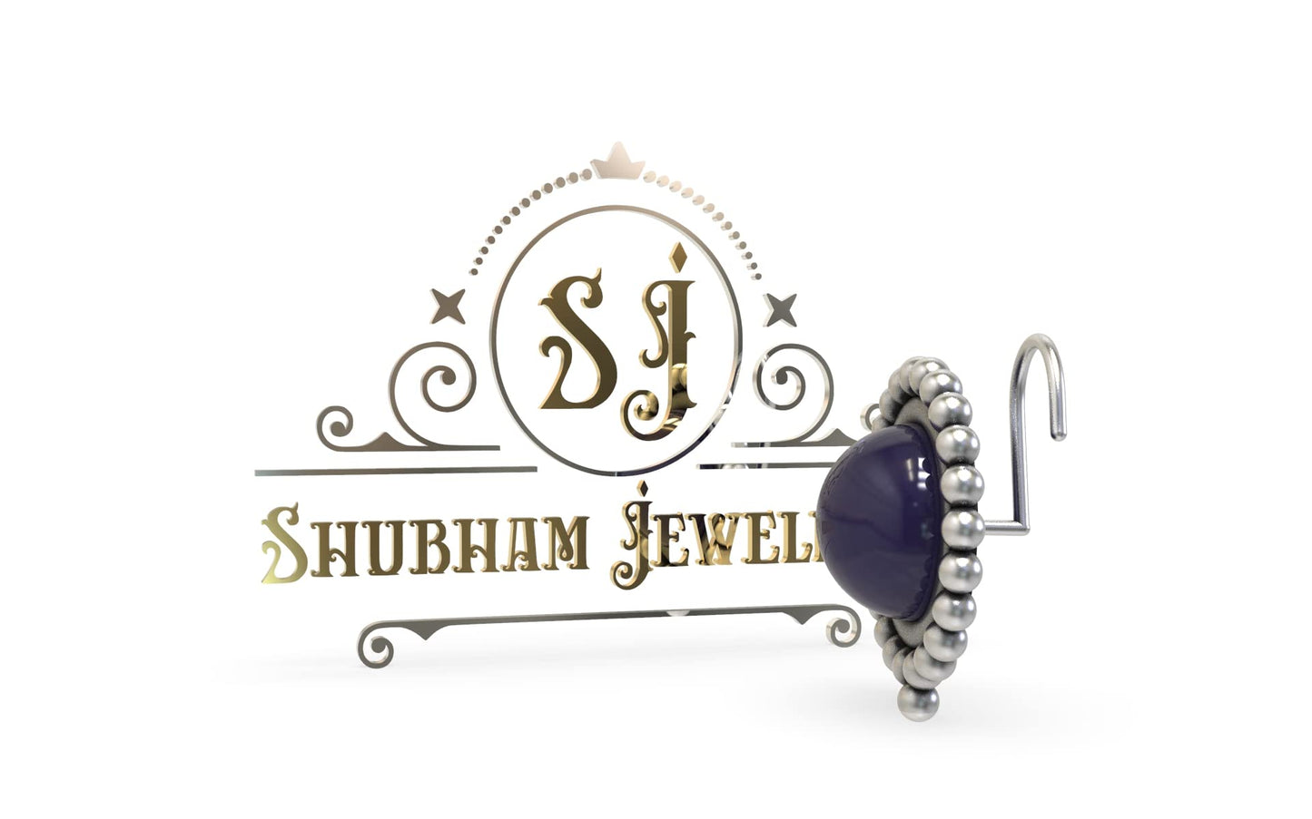 SJ SHUBHAM JEWELLERS™ 925 sterling Silver handmade Antique oxidized nose pin for women (P)