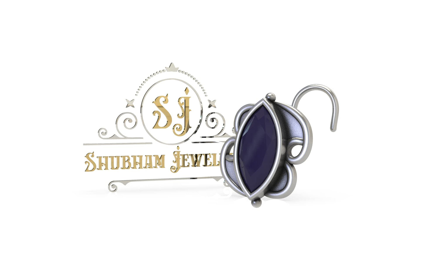 SJ SHUBHAM JEWELLERS™ 925 sterling Silver handmade Antique oxidized nose pin for women (P)