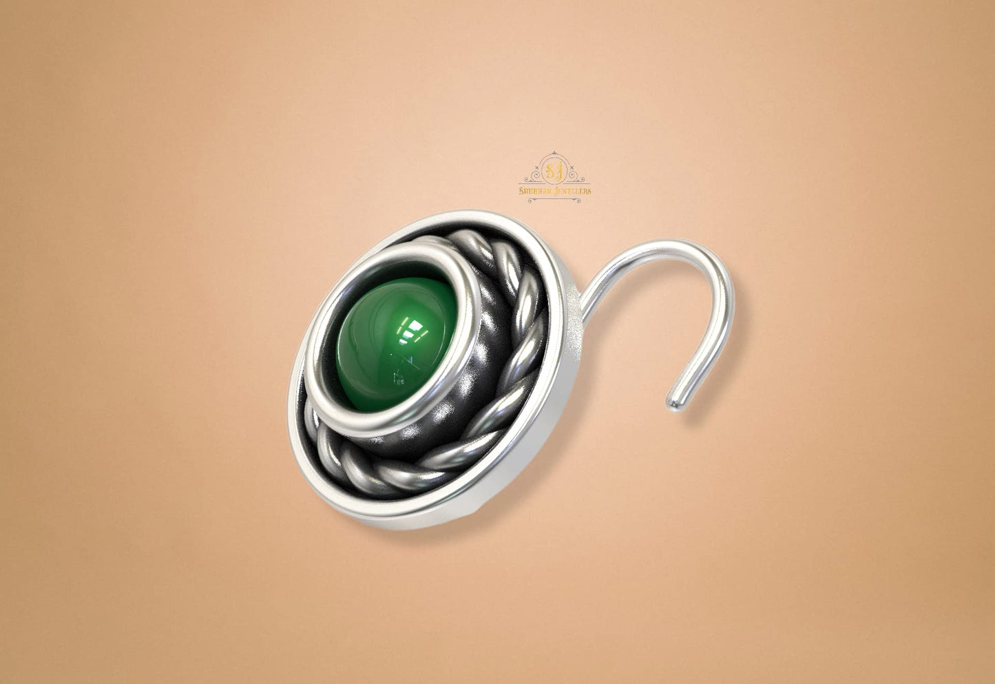 SJ SHUBHAM JEWELLERS™ 925 sterling Silver handmade Antique oxidized nose pin for women (P)