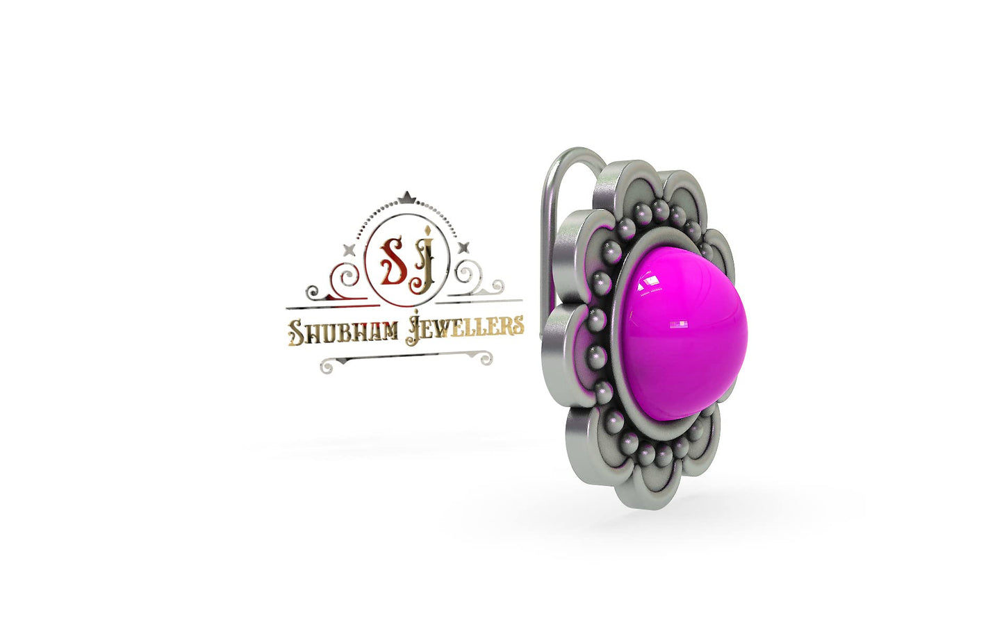 SJ SHUBHAM JEWELLERS™ 925 sterling Silver handmade Antique oxidized nose pin for women (P)