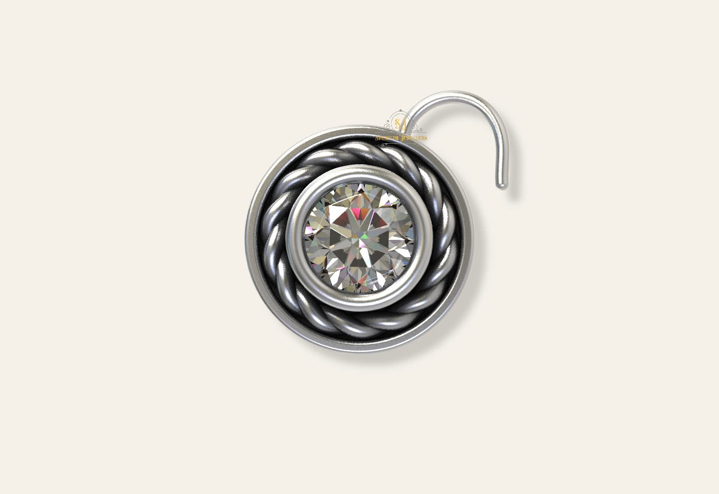SJ SHUBHAM JEWELLERS™ 925 sterling Silver handmade Antique oxidized nose pin for women (P)