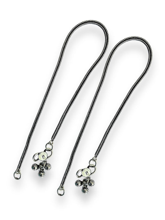 JEWELYAARI™ 925 Silver Vintage charm anklets handmade chain anklet Payal crafted from sterling silver for Womens and Girls - JewelYaari By Shubham Jewellers