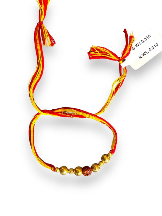 SJ SHUBHAM JEWELLERS™ 22K Gold Beads Rakhi Bracelet for Men/Boys (916 22K Yellow Gold Rakhi For Brother) - JewelYaari By Shubham Jewellers