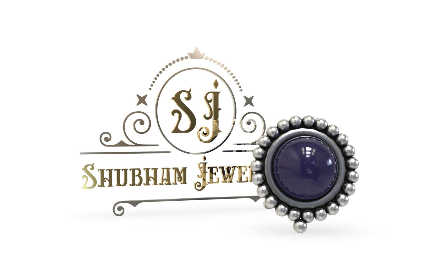 SJ SHUBHAM JEWELLERS™ 925 sterling Silver handmade Antique oxidized nose pin for women (P)