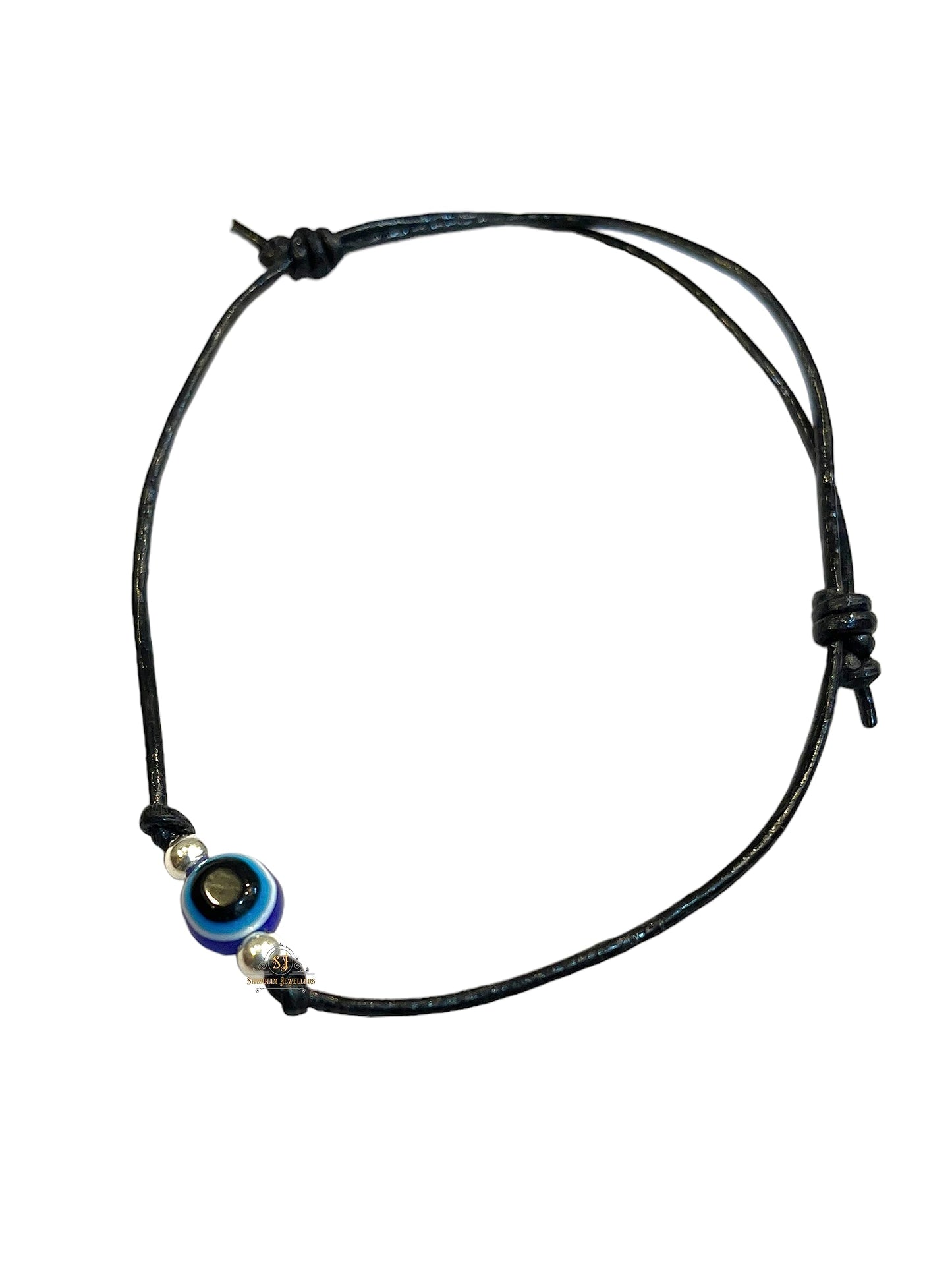 SJ SHUBHAM JEWELLERS™ Sterling Silver 100% Authentic Adjustable Ball Black Cord with Evil Eye Nazar Anklet for Women & Girls (Anklet/Bracelet) - JewelYaari By Shubham Jewellers