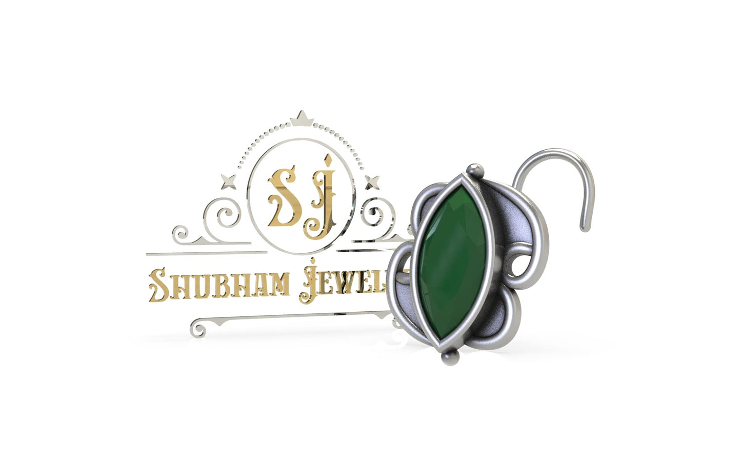 SJ SHUBHAM JEWELLERS™ 925 sterling Silver handmade Antique oxidized nose pin for women (P)