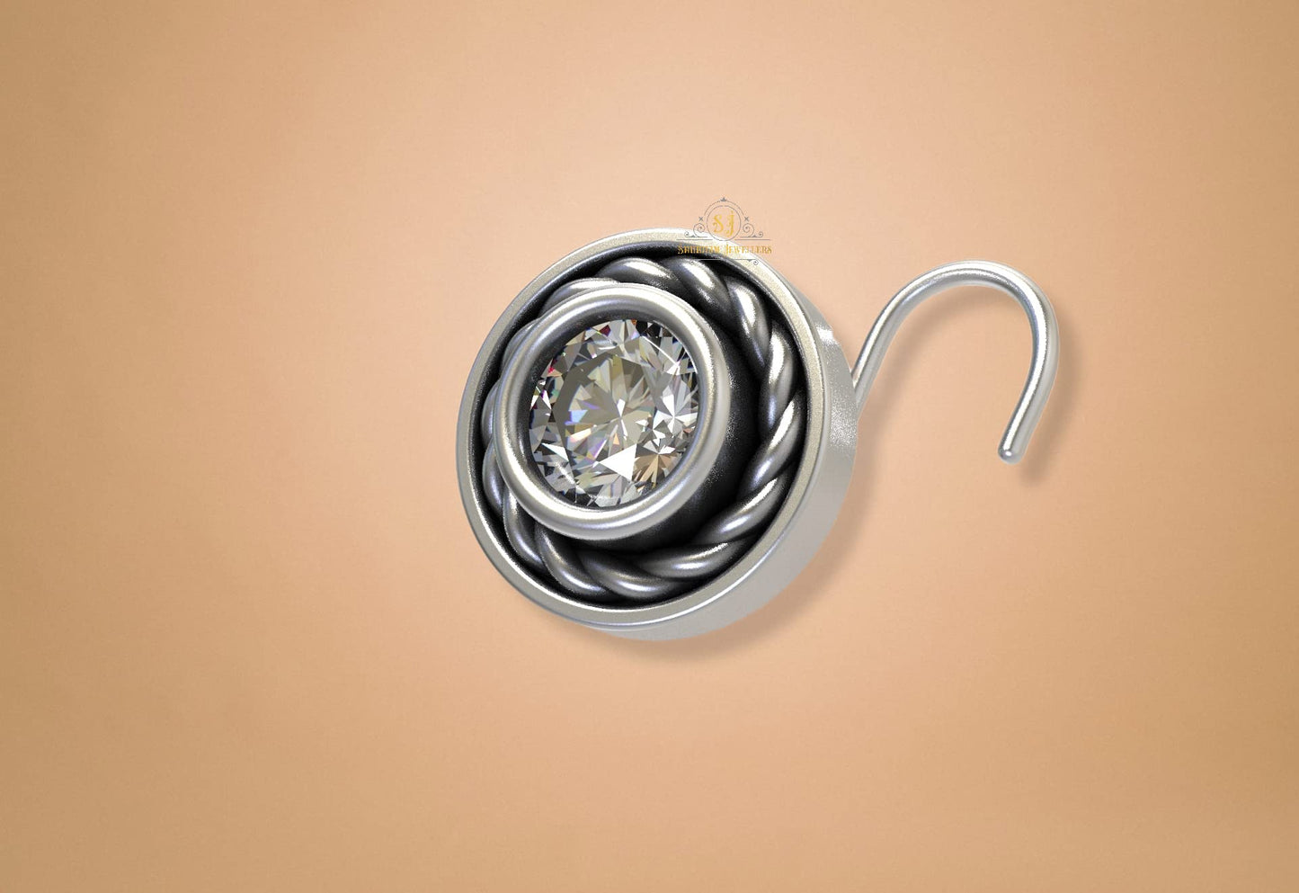 SJ SHUBHAM JEWELLERS™ 925 sterling Silver handmade Antique oxidized nose pin for women (P)