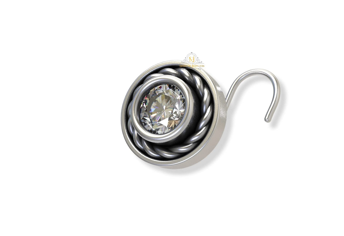 SJ SHUBHAM JEWELLERS™ 925 sterling Silver handmade Antique oxidized nose pin for women (P)