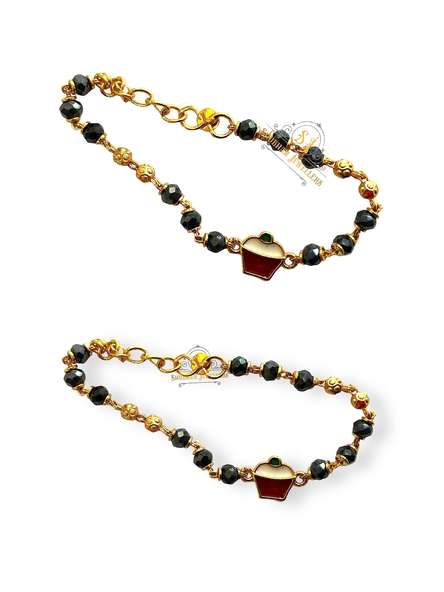 Gold Foaming Jewellery Gold Plated Baby Bracelet Crystal Nazariya Bracelet Latest Trend Style Beautiful Artificial Hand Nazariya for Kids - JewelYaari By Shubham Jewellers