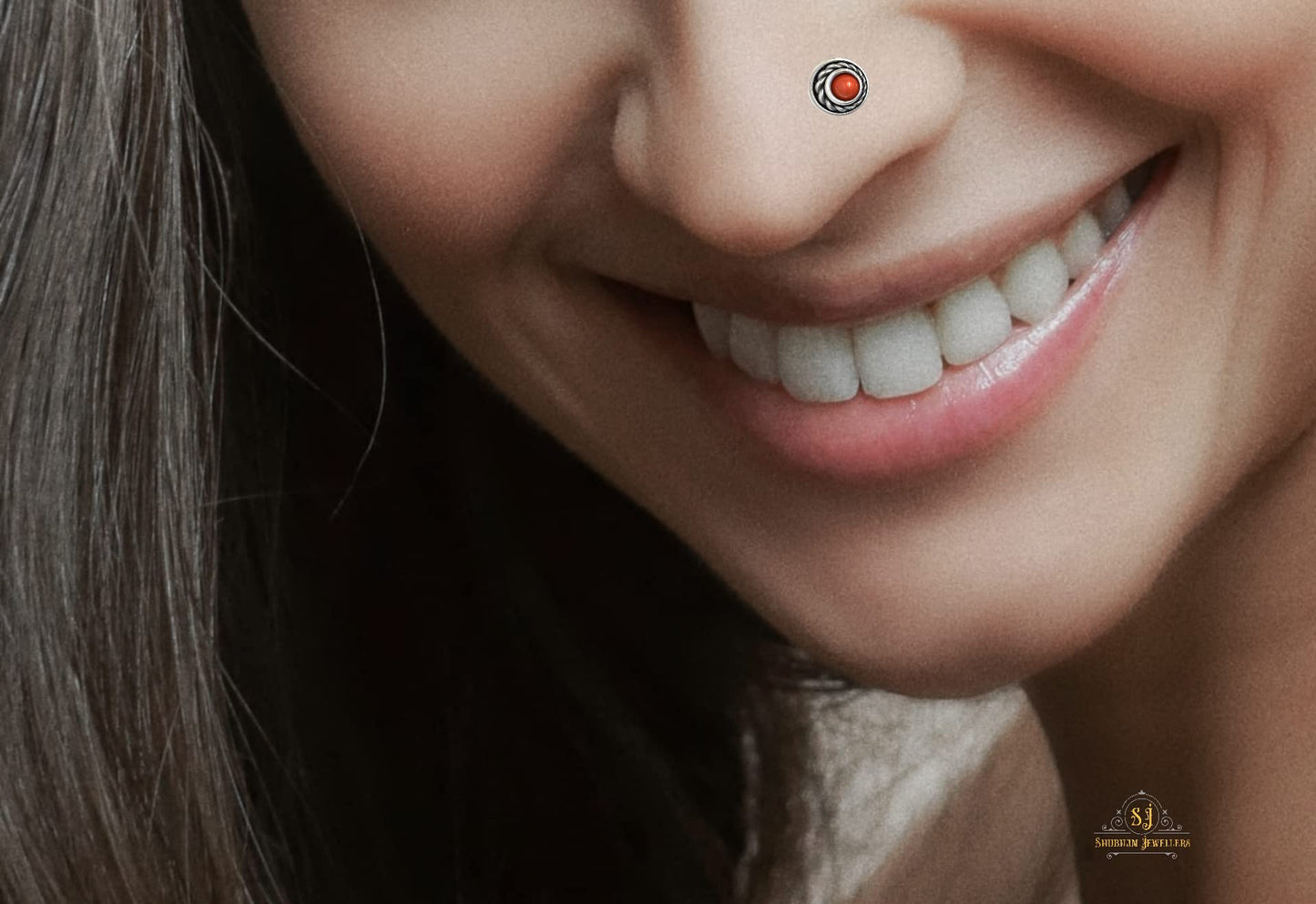 SJ SHUBHAM JEWELLERS™ 925 sterling Silver handmade Antique oxidized nose pin for women (P)